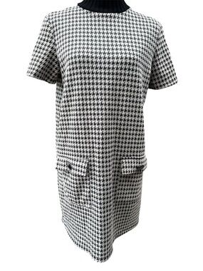 ZARA Trafaluc  houndstooth monochrome dress, ribbed neck tunic, size L